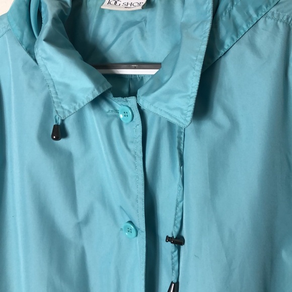 The TOG Shop turquoise Rain Coat Wind Breaker Jacket Hooded armpit to armpit 26” - Picture 4 of 7